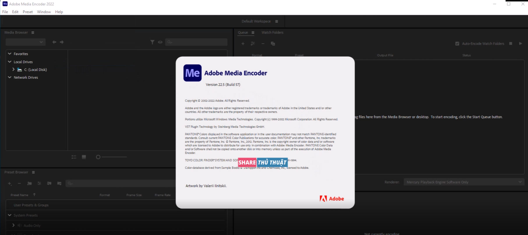 cài đặt cài đặt Adobe Media Encoder