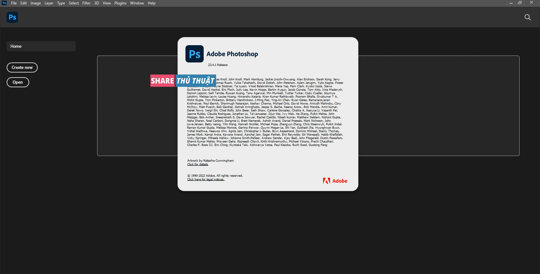 active Adobe Photoshop 2022