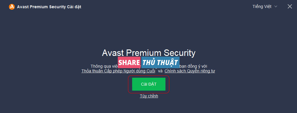 cài đặt Avast Premium Security 2022