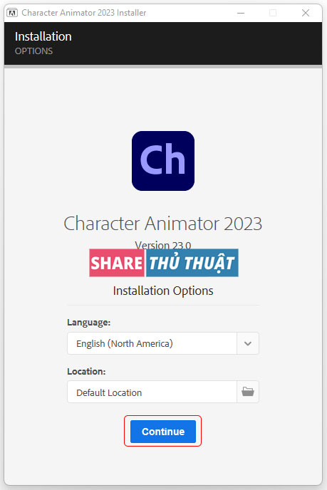 cài đặt Adobe Character Animator 2023